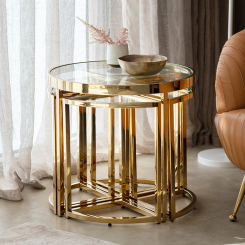 PaulaHome - Glass Side Table with additional 4 tables